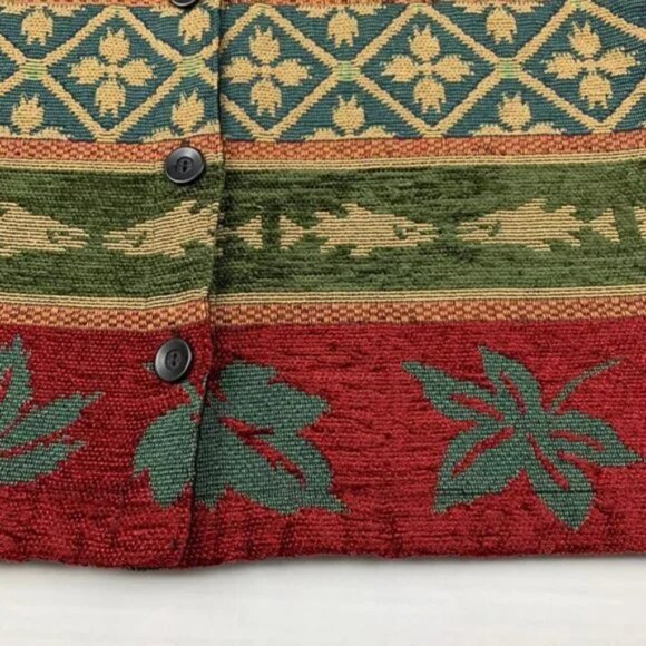 Women's Coldwater Creek Tapestry Vest Moose Fish Woods Mountain Lodge LARGE - Picture 3 of 4
